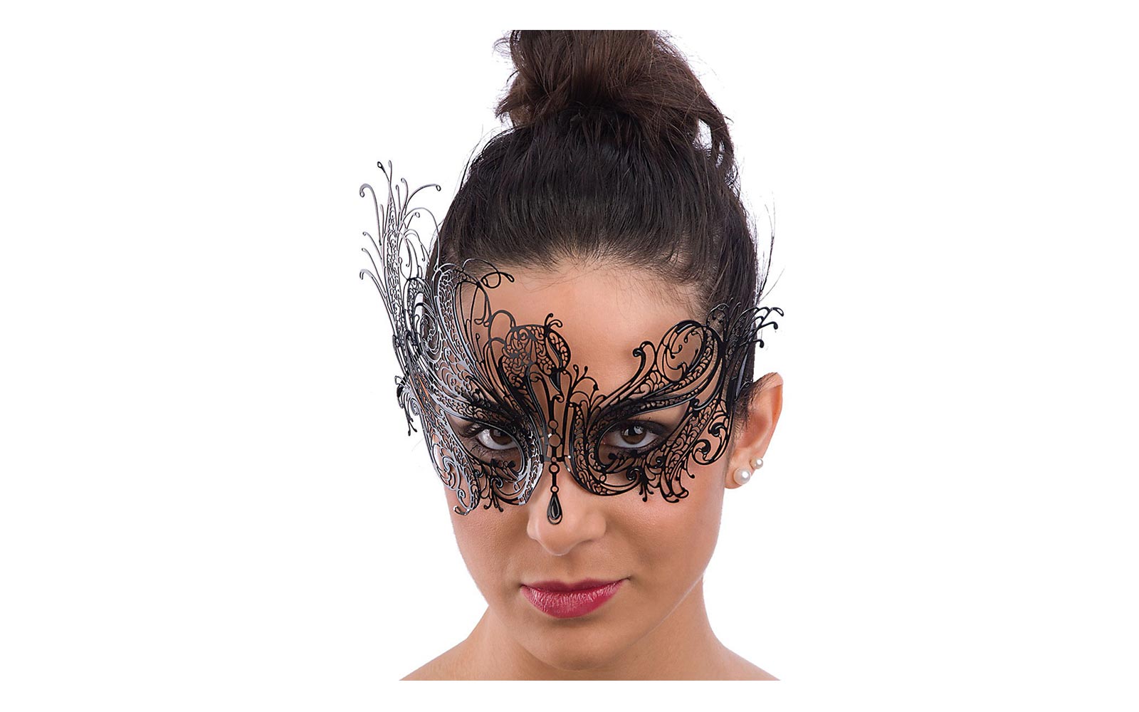 360739.jpg Carnival toys Black metal mask for women - Image 1